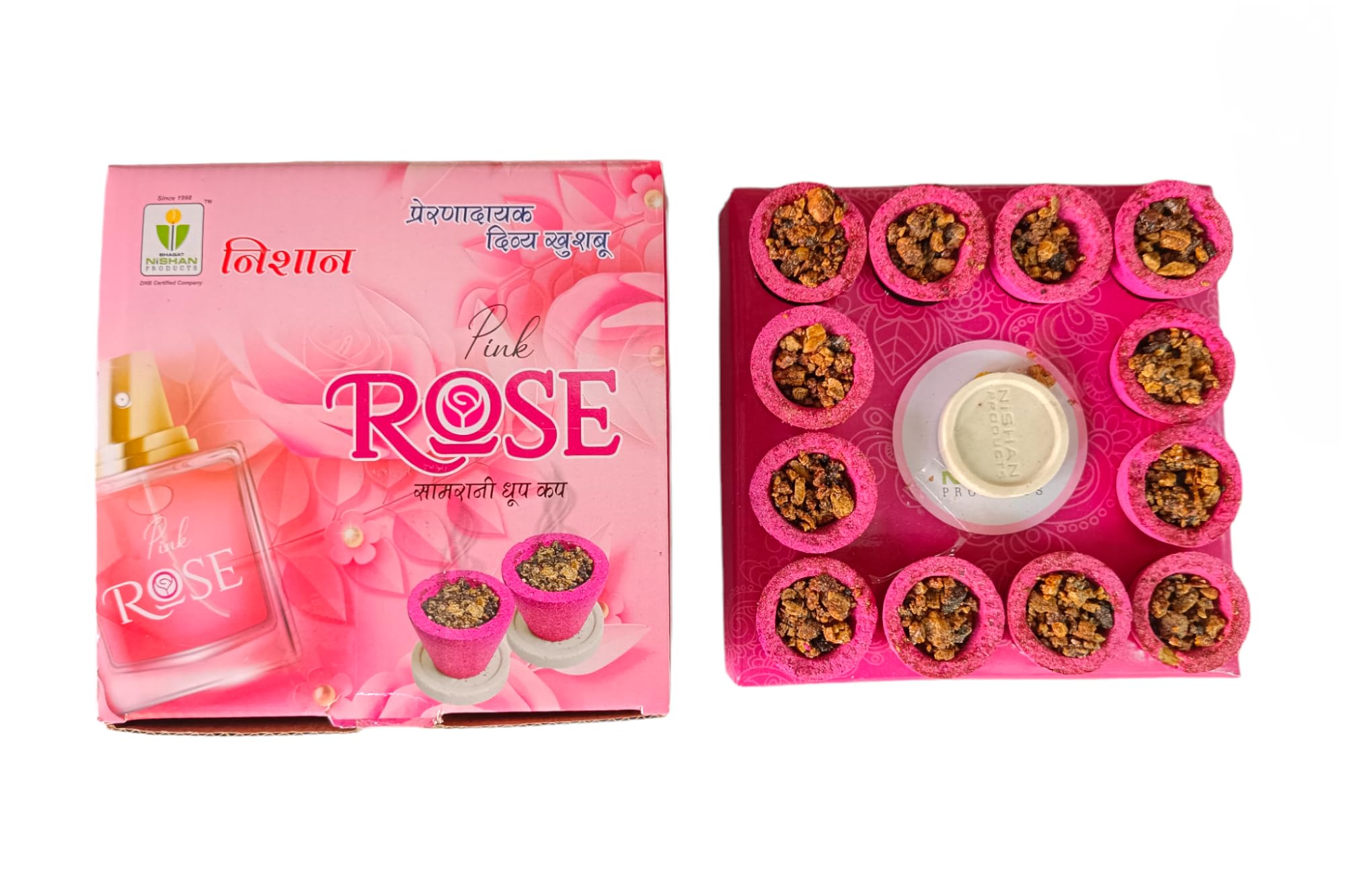NISHAN Pink Rose Sambrani Dhoop Cups 12 Pcs in a Box, Pack of 12 Box for Havan Cups for Puja I Sambrani Dhoopam for Home Use- Pack of 12 (12 Cups Per Box)(12 Cups x 12 Box =144 Cup) 12 Box Dhoop Cups (B08BG41F1Y) Amazon Price History, Amazon Price Tracker