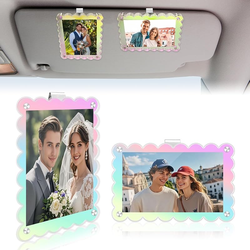 Porta-Foto Magnético para Para-Sol de Carro em Acrílico Colorido Colored Wave HIIXHC para Fotos de 7,6 a 10,2 cm, Kit com 2 unidades
