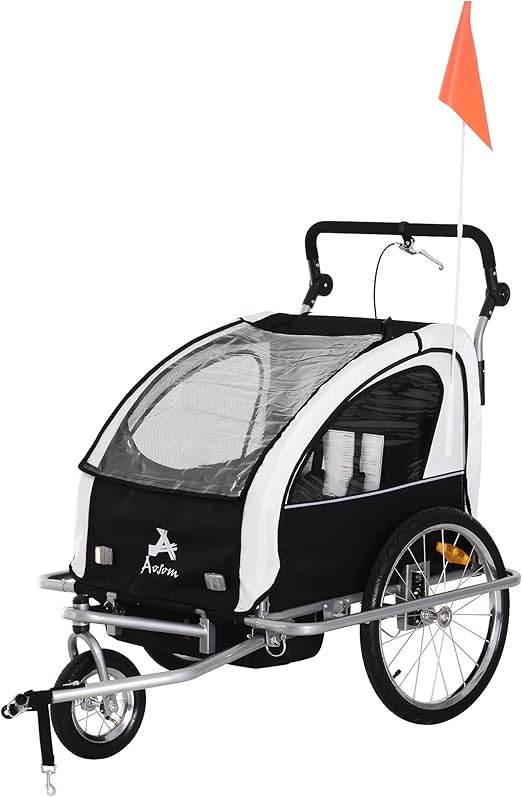 Aosom Elite 360 Swivel Bike Trailer for Kids Double Child