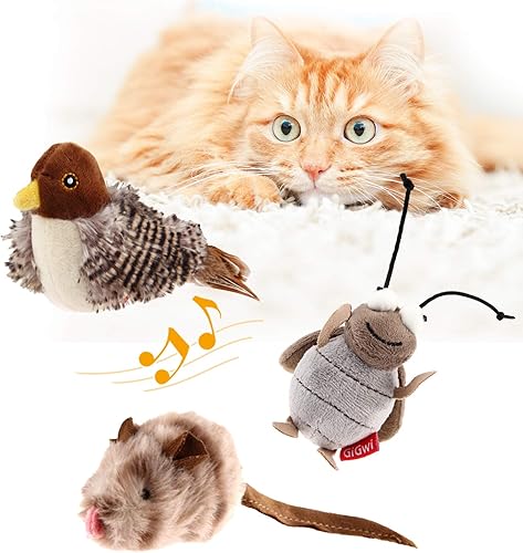 Miniatura 7 de Gigwi Juguetes interactivos para gatos de interior, juguetes de hierba gatera que baten y gorjean para el ejercicio de gatos, juguete automático