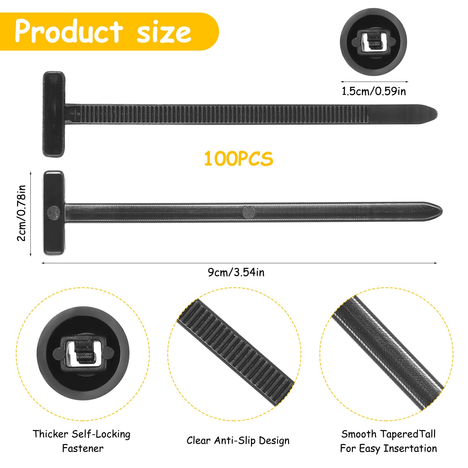 100 Pezzi Fascette Riusabili Universali, Fascette Autobloccanti in Nylon Resistente ai Raggi UV, Fascette per Cavi per Auto, Casa, Giardino e Fai da Te - Nero