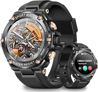 Military Smart Watch for Men, 1.5" Smart Watches with Call Function, 800mAh Large Battery Smartwatch with Heart Rate/SpO2/Sleep Monitor 123 Sports Modes, IP68 Waterproof Fitness Watch for Android iOS