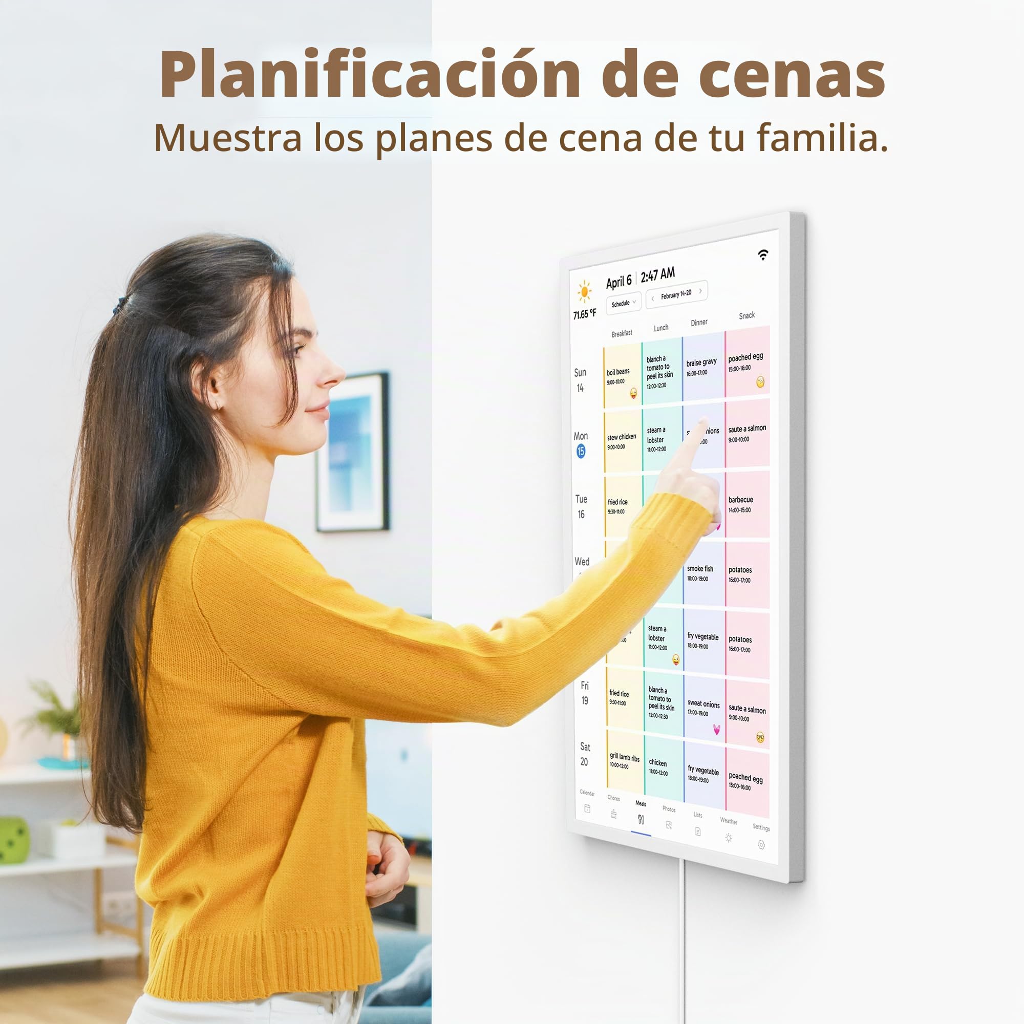 Dragon Touch Calendario digital de pared de 27 pulgadas, Planificador de calendario electrónico familiar, pantalla táctil interactiva, para tabla de tareas y organización del hogar, Blanco