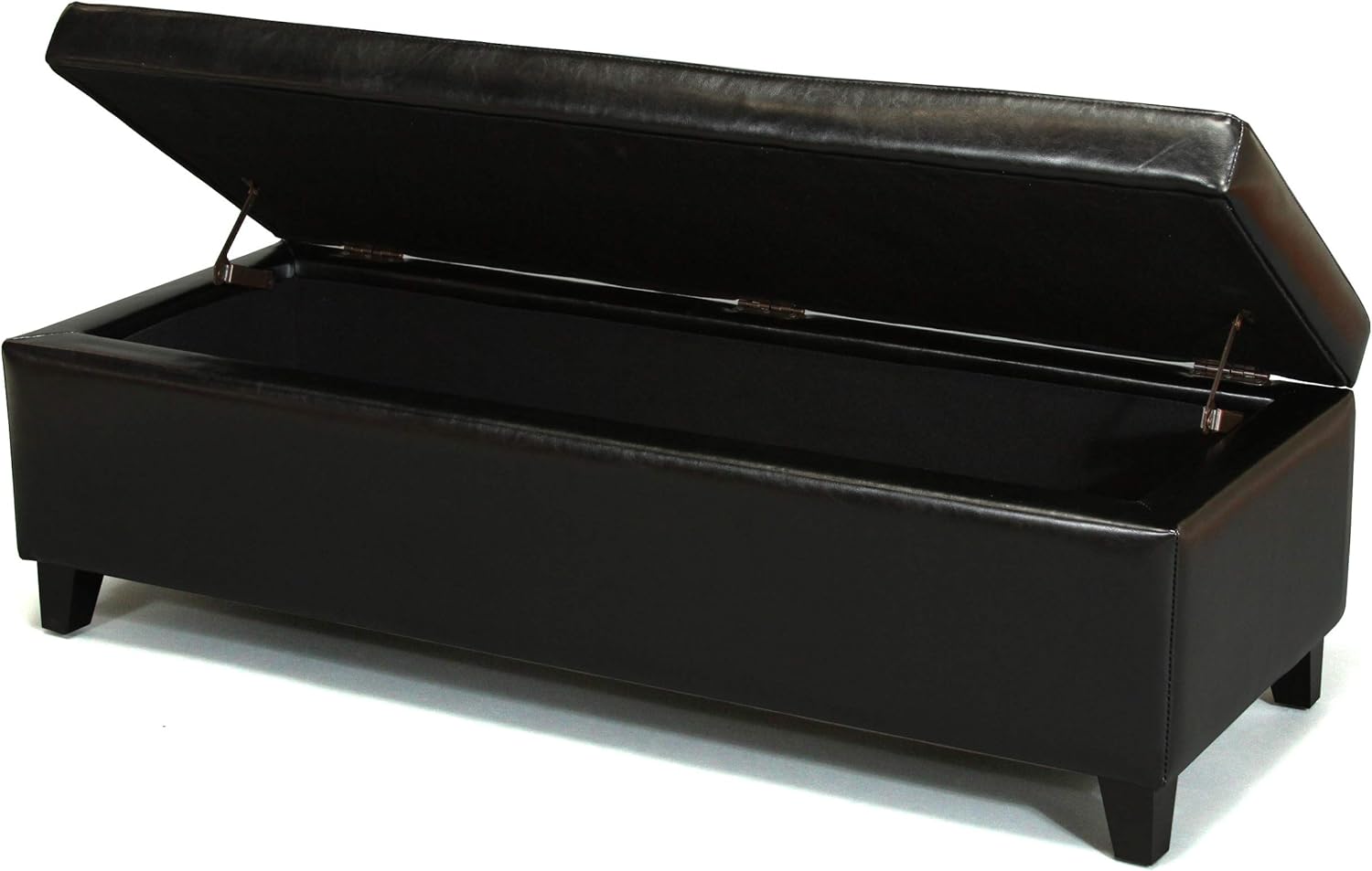 Christopher Knight Home York Bonded Leather Storage Ottoman Bench, Black