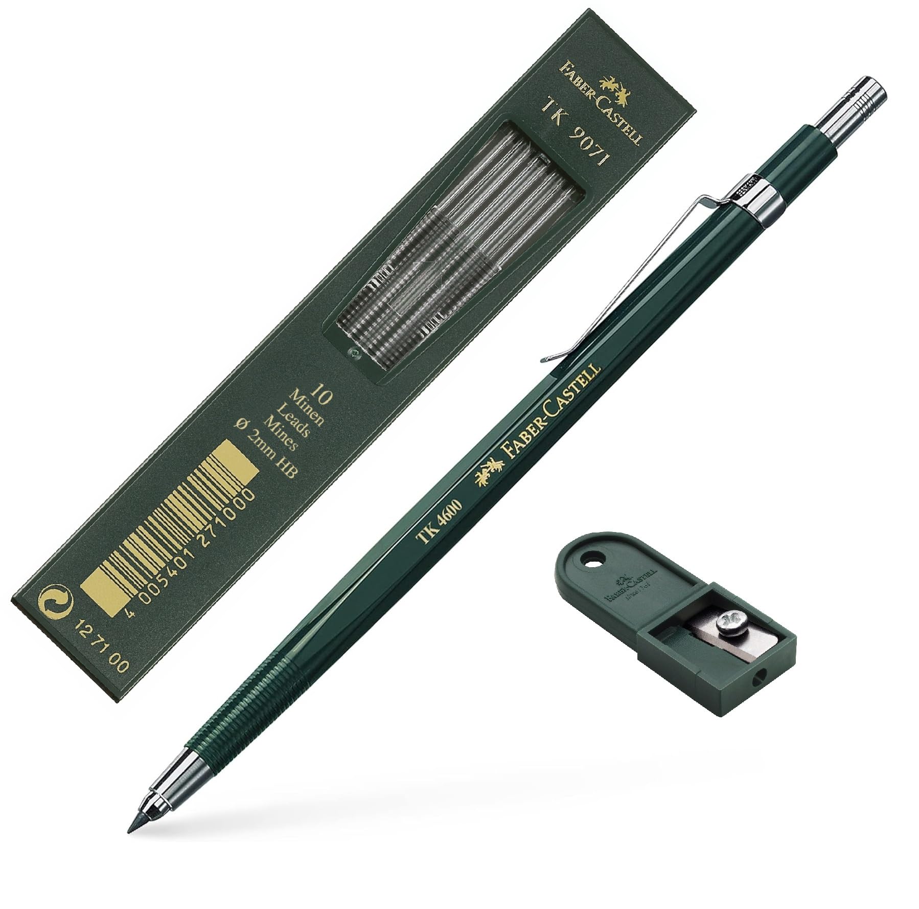 Faber-Castell 134600 - Portaminas TK 4600, grosor de las minas 2 mm, HB, incluye afilador en el botón de cierre (con minas y afilador, 1 unidad (paquete de 1))
