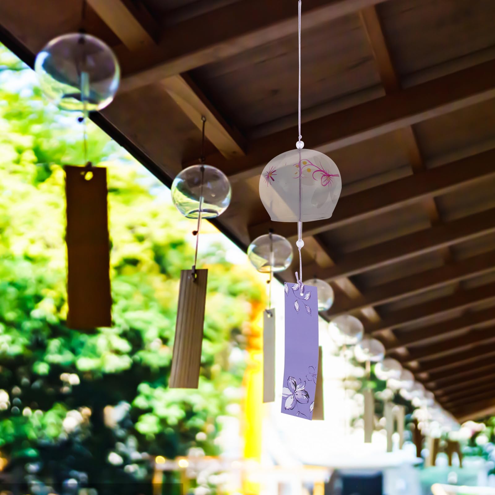 jojofuny Campane a Vento in Vetro 4 Pezzi Decorazioni da Appendere per Balcone e Giardino Design Semplice e Rilassante per Arredamento Casa