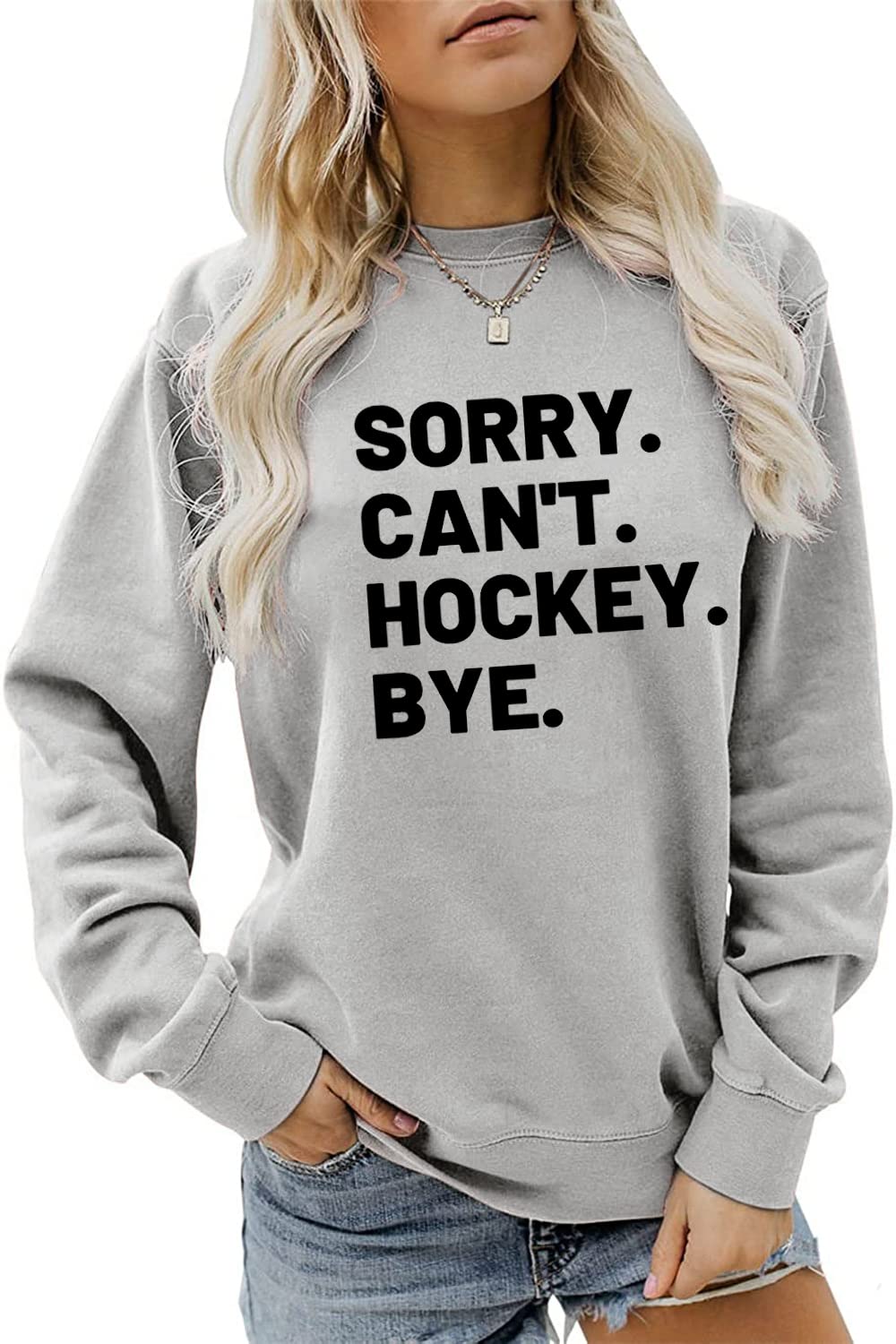Plbse Unisex Grey Sorry Can't Hockey Bye Sweatshirt, Hockey Player Sweatshirt, Hockey Life Hoodie, Cool Hockey Lover Pullovers Shirt Gift, S