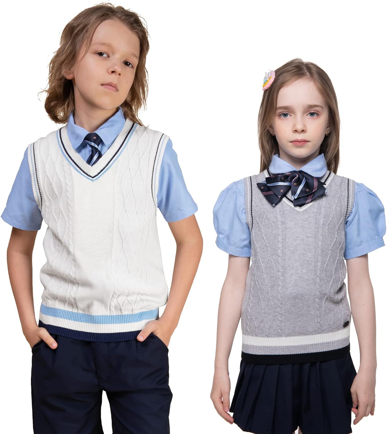 Kid Nation Boys Sweater Vest 100% Cotton School Uniform Vest for Girls Boy Toddler Kids Knit Vest - Image 3