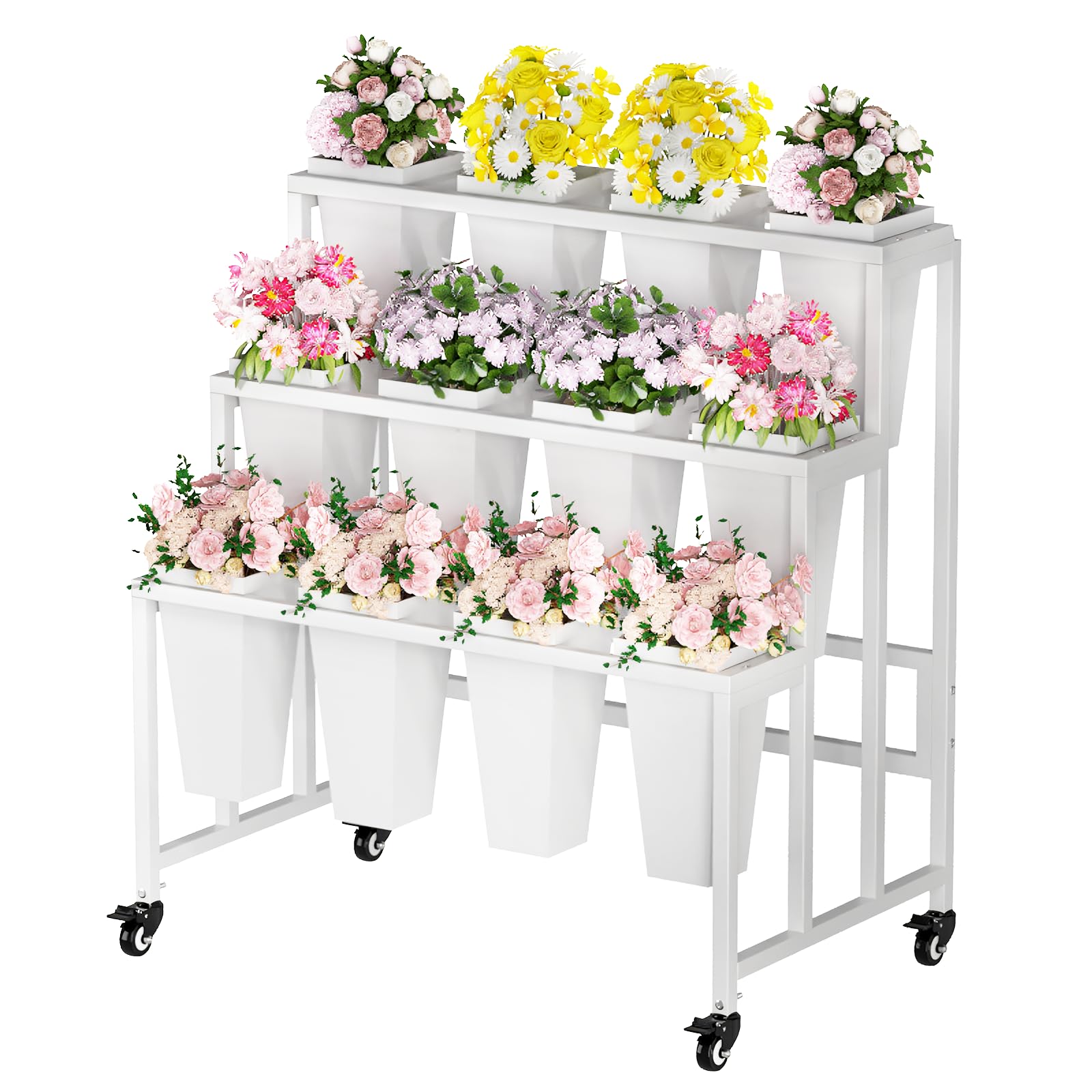 Amazon.com : MILEFA Flower Display Stand with 12 Buckets, 3 Layers