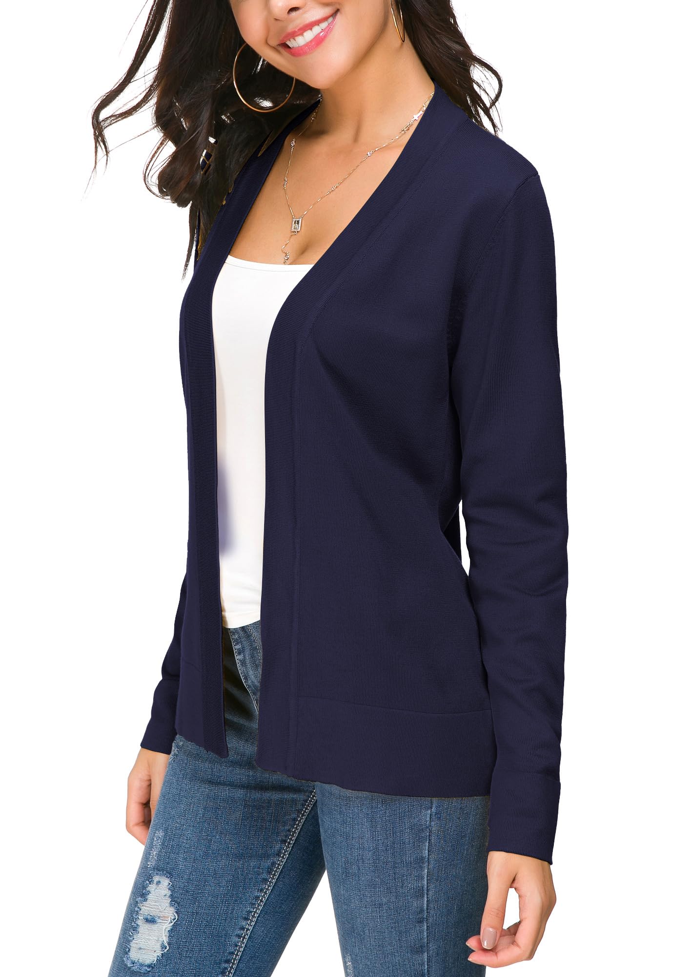 EXCHIC Femmes Manches Léger Manches Longues Devant Ouvert Tricoté Cardigan Gilets