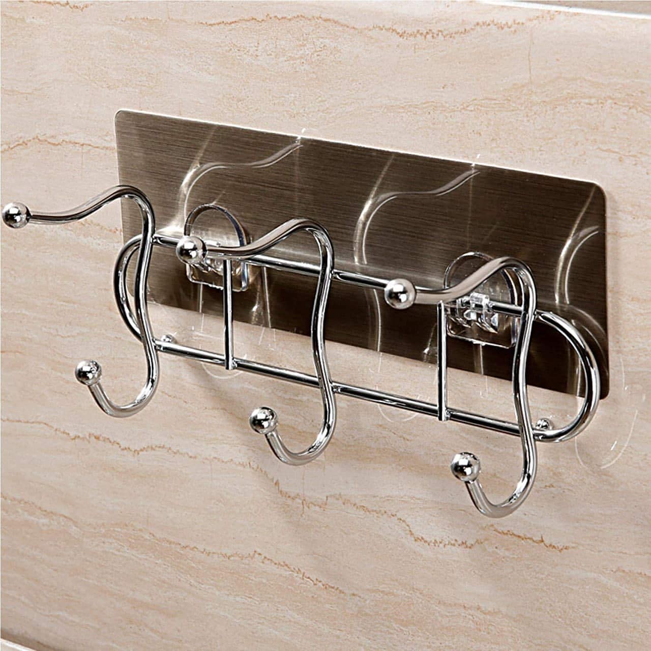 DYRROTH Metal Self Adhesive Wall Mounted Utensil Bathroom Towel Hanger 3 Hook Rail Rack (Silver) (B0953NT7XN) Amazon Price History, Amazon Price Tracker