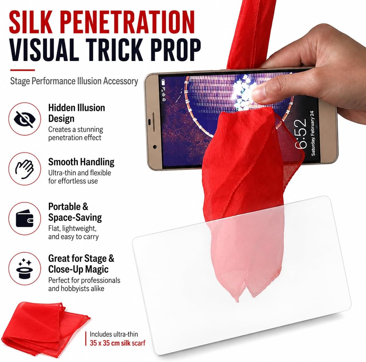 Silk Through Phone Magic Trick - Performance Prop Tool for Wedding Shows image 4