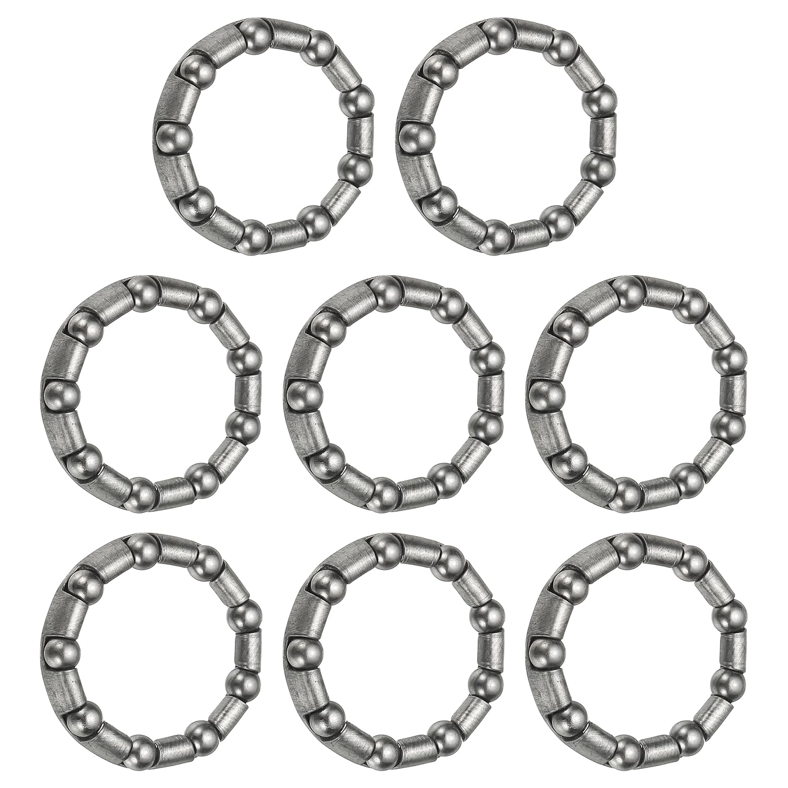 YELARXI Bike Ball Bearings, Bicycle Crank Bearing Retainer Stainless Steel Caged Wheel #6-Fitting for (MTB Bike Crank-Bottom Bracket-Frame Bearing) 3/16" x 9 Balls & 8 Pack & Silver
