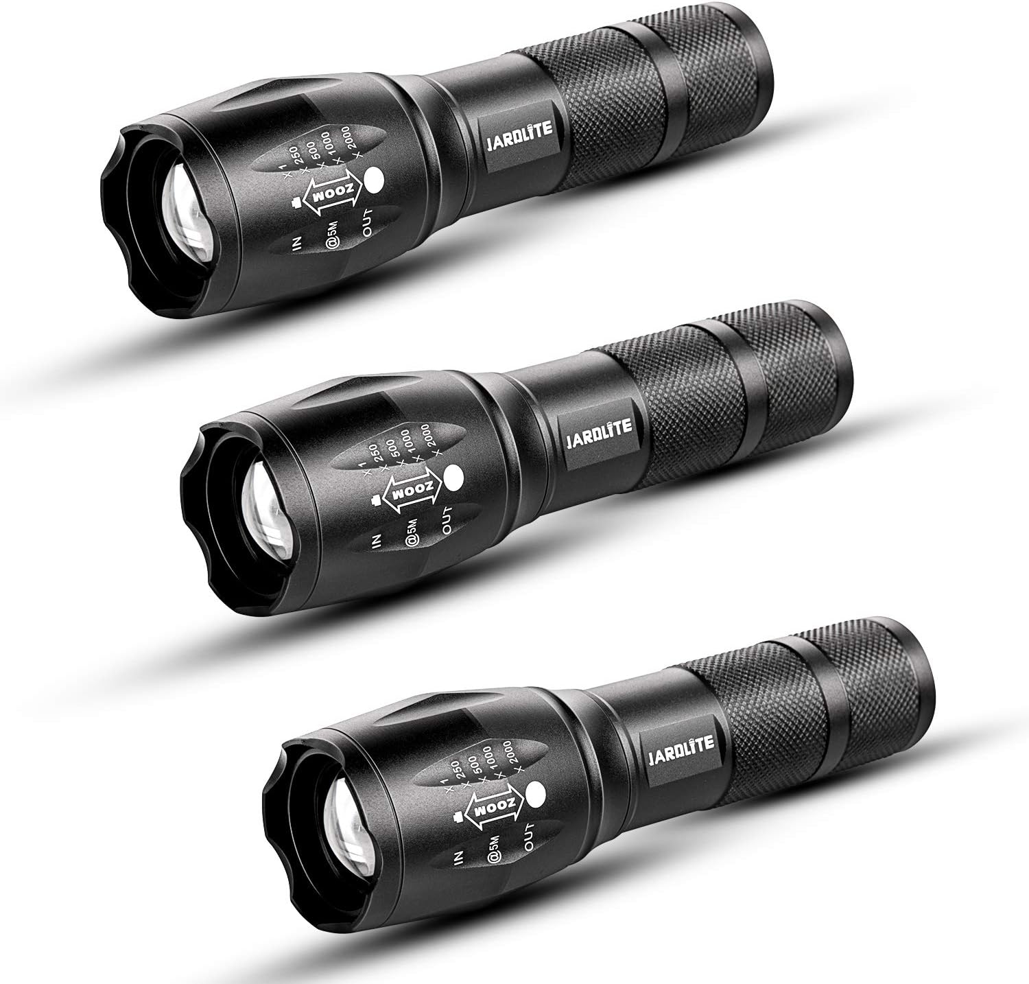 LED Handheld Flashlight, 3 Pack, Adjustable Focus, Water Resistant with 5 Modes, Best Tactical Torch for Hurricane, Dog Walking, Camping