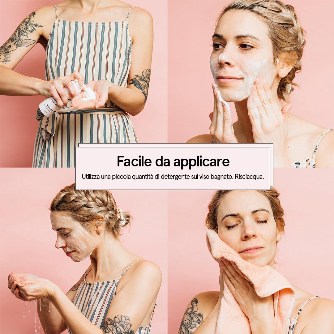 Mousse Detergente Viso Pelle Mista e Sensibile (60 ml) – Vincitore Skin Award, Formula Vegan, Priva di Fragranze – Detergente Schiumogeno Viso con Acido Ialuronico – Schiuma Detergente Viso Delicato