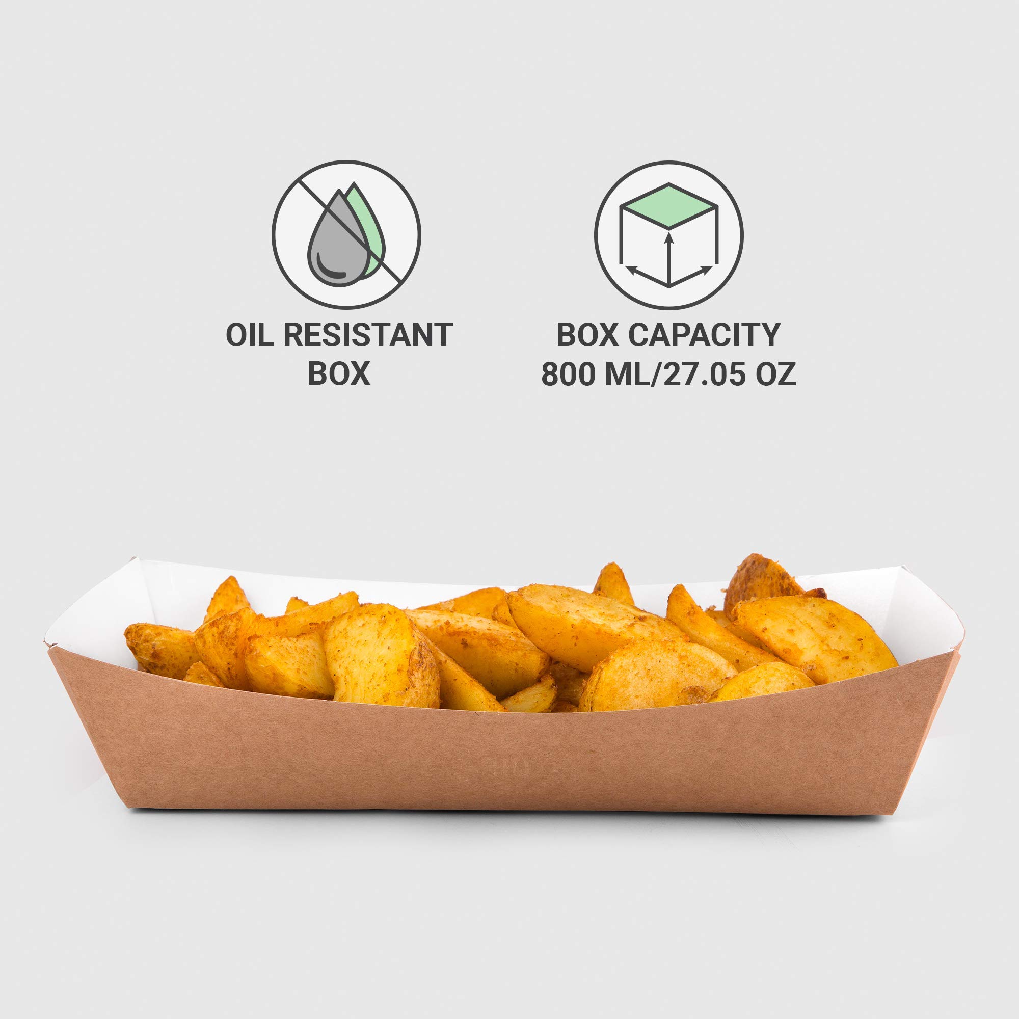 Vassoi In Carta Kraft 800 Ml - 100 Pezzi, Biodegradabili, Per Alimenti Da Asporto - Foto 13