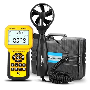 Precise CFM Meter Handheld HVAC Anemometer - 0.001100mph Wind Speed Velocity Airflow Tester Gauge with Wind Temperature, Air Volume  Backlight Display