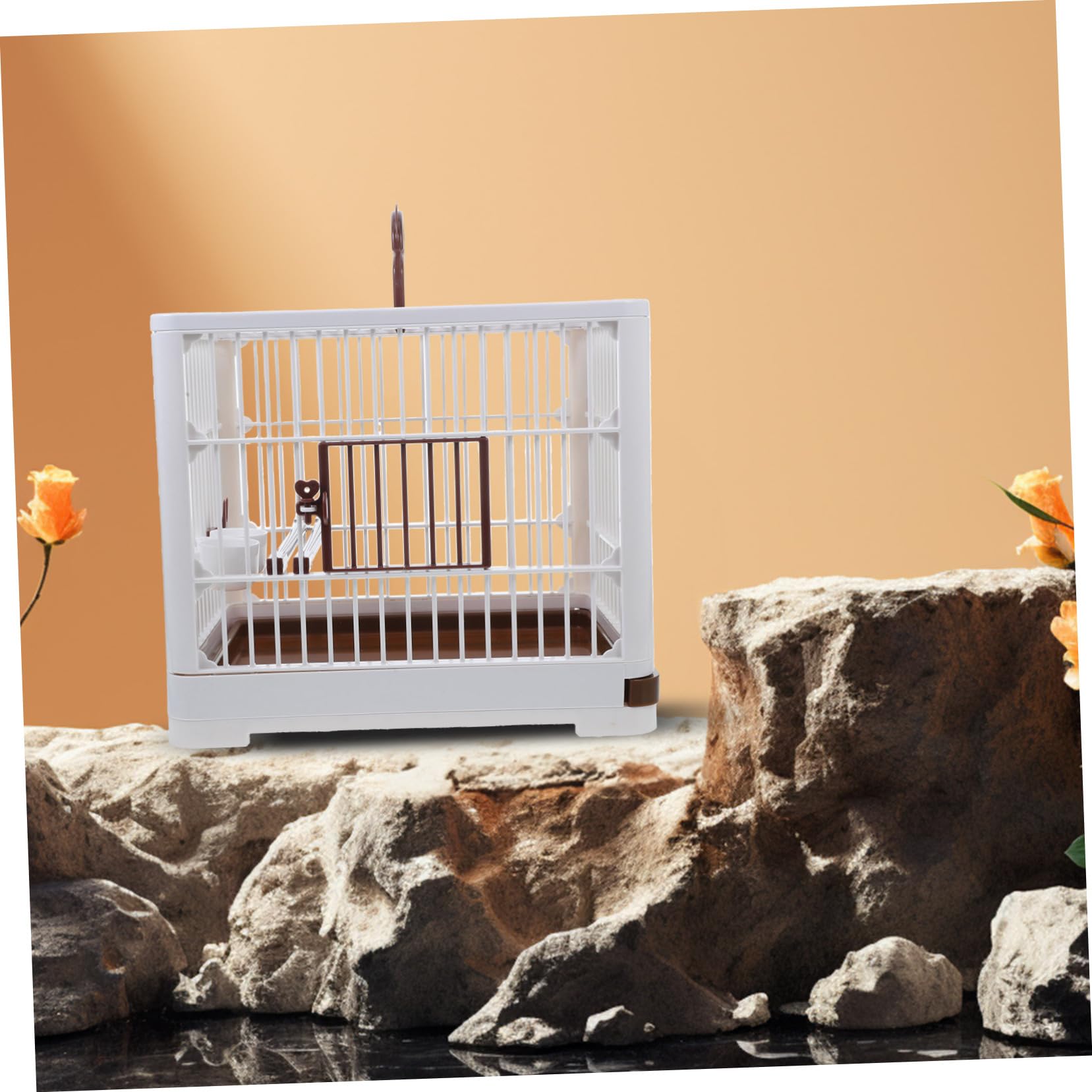 Happyyami Tragbarer Vogelreisekäfig Abs Abnehmbare Bodenschale für Kleine Vögel und Tauben Belüftungsöffnungen für Reise und Outdoor