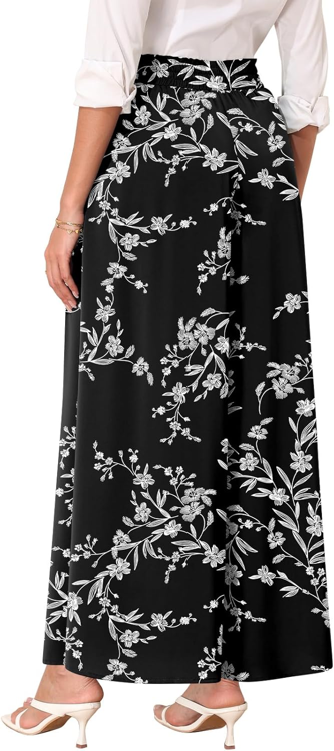 Women's Chiffon Dressy Pants High Waist Casual Wide Leg Palazzo Pants Loose Trousers with Pockets - Image 5