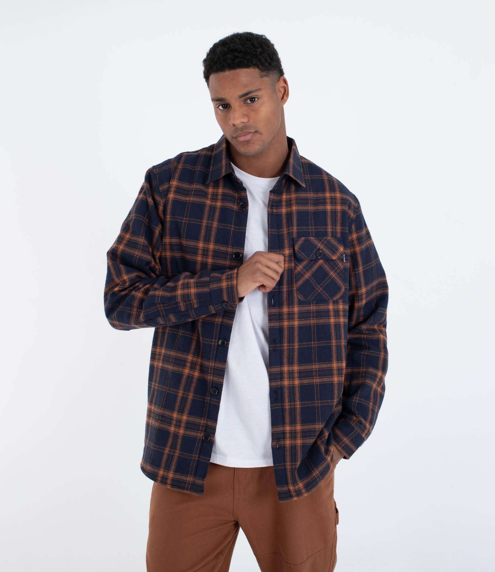 Hurley Mens Long Sleeve - Axe Sherpa Shirt, Blue, L EU