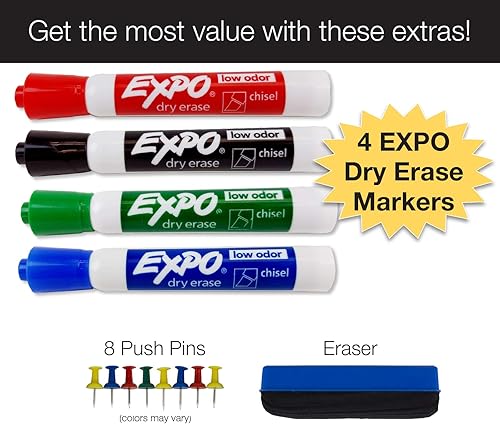 Miniatura 2 de Global Printed Products Calendario laminado de borrado en seco grande 24"x36": doble cara con planificador semanal y mensual borrable. Incluye 4