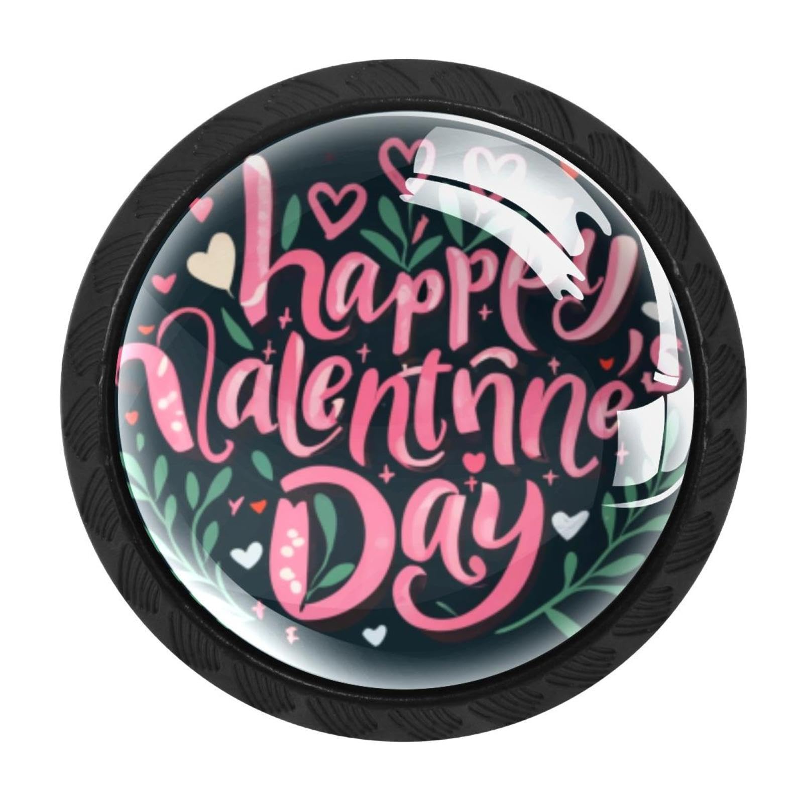 Chenzzzz Multicolored 15 4 Pieces Valentine's Day Font Drawer Knobs, 35Mm Black Kitchen Cabinet Knobs, Drawer Pulls And Knobs, Glass Cabinet Hardware Single Hole Knob For Cabinets And Drawers Round
