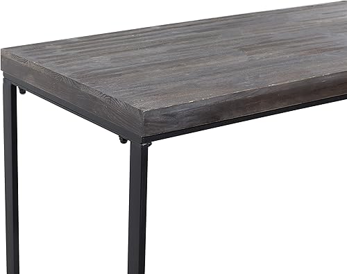Miniatura 5 de Deco 79 Mesa consola minimalista de madera con patas de metal negro, 52 x 18 x 33 pulgadas, marrón oscuro 2-Negro -,Negro -,Marrón