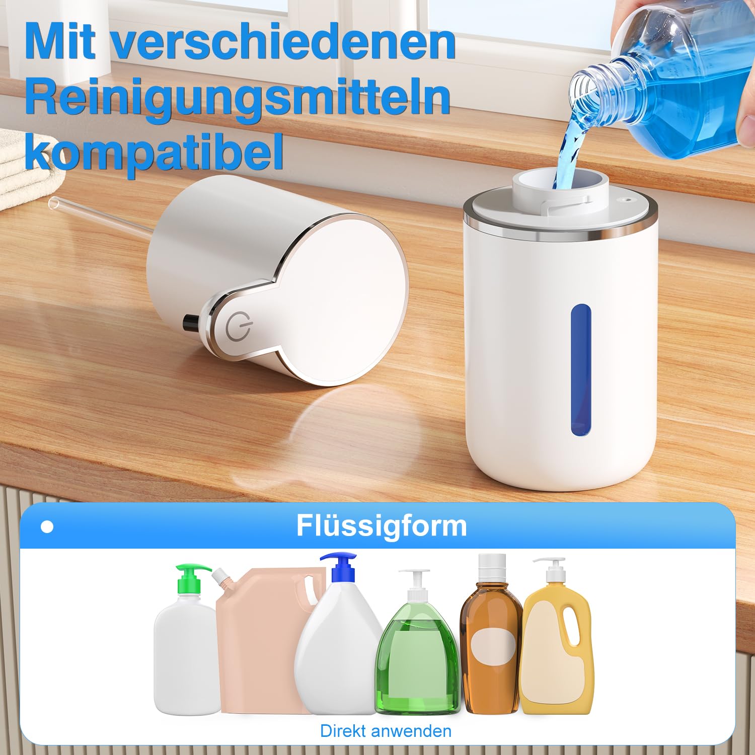 Automatyczny dozownik mydła w płynie, bezdotykowy z czujnikiem, 380 ml, montaż ścienny, ładowanie przez USB, IPX5, 4-stopniowy, regulowany elektryczny dozownik mydła do łazienki i kuchni, biały