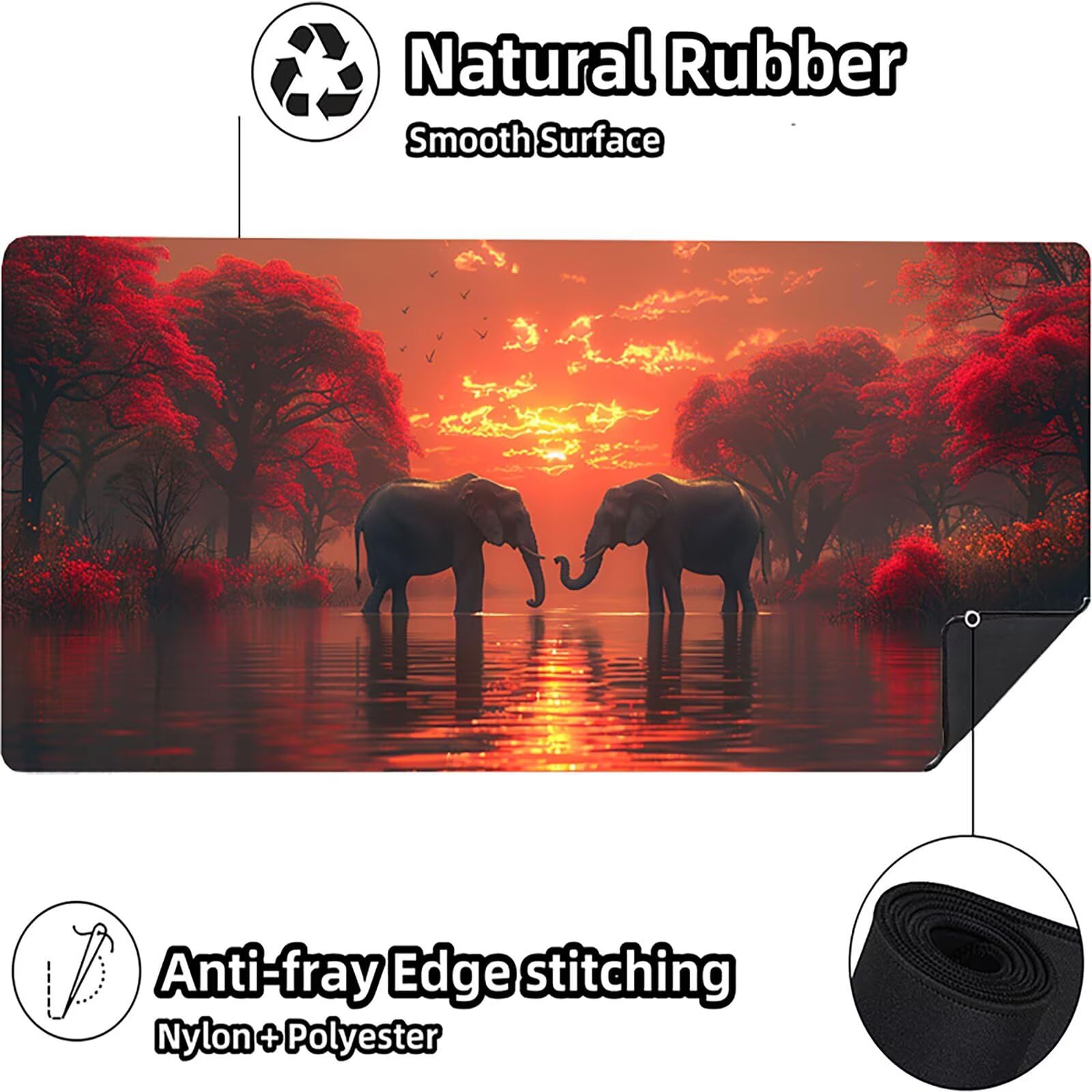 Tappetino Mouse Elefante, Tappetino Mouse XXL 1500 x 800 mm, Gaming Mouse Pad con Base in Gomma Antiscivolo, Mousepad Migliorare la Velocità e la Precisione, Ufficio Accessori Gaming, Rosso 7-8922