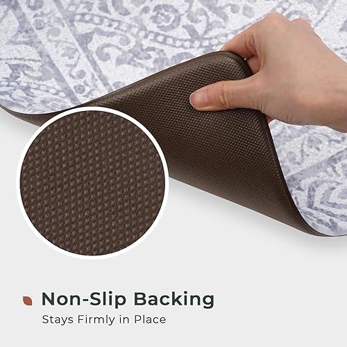 Miniatura 5 de FRESHMINT Juego de 2 tapetes de cocina bohemios para piso, estilo bohemio, envejecido, antifatiga, alfombras de cocina vintage para casa de campo,