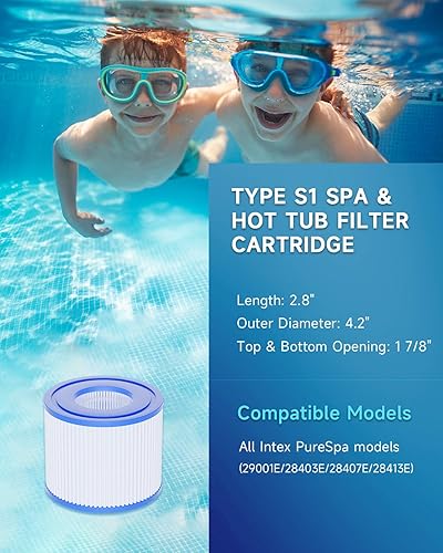 Miniatura 3 de Filtro para bañera de hidromasaje, filtros de spa tipo S1, filtros de repuesto para todas las bombas de piscina Intex PureSpa de 4.2 x 2.8 pulgadas,