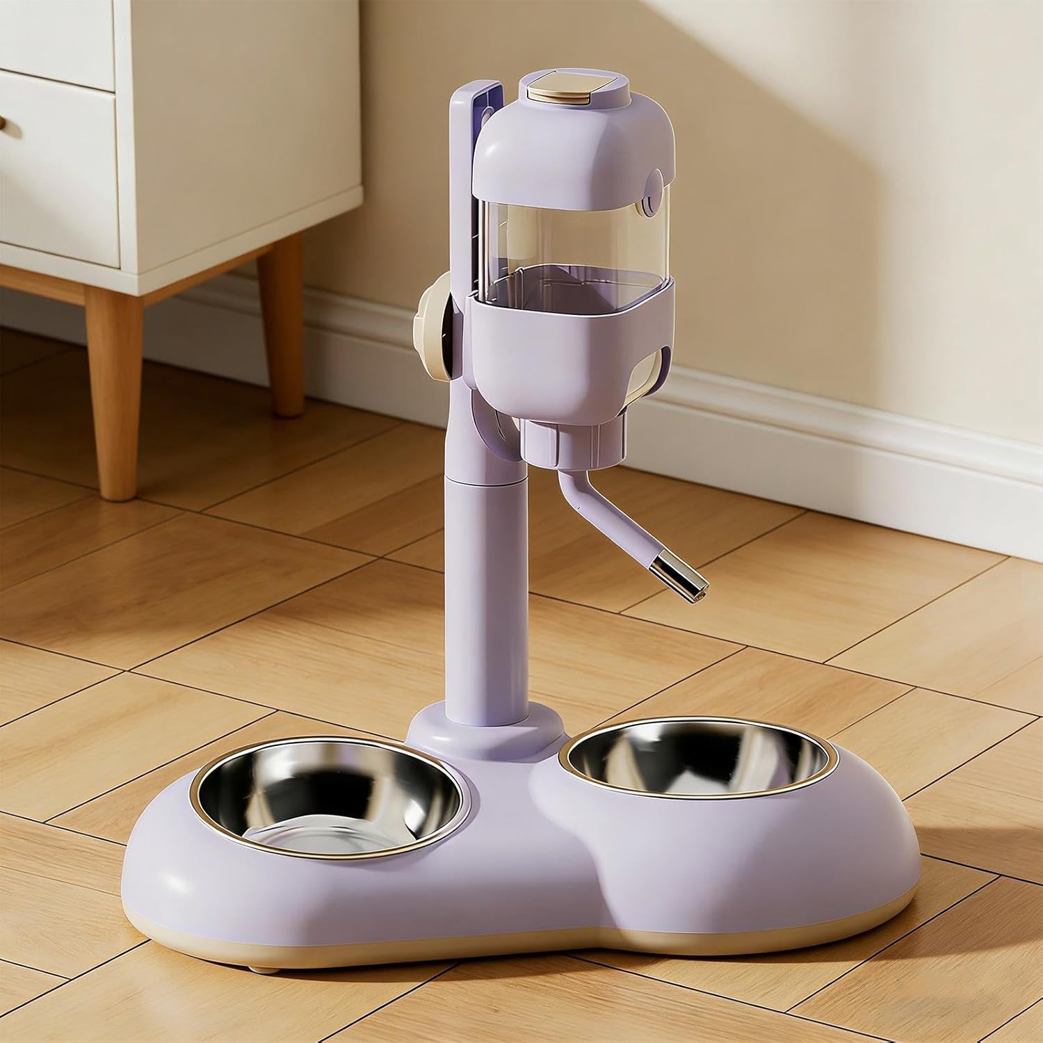 Generic Pet Standing Water Dispenser Cat Dog Bowl Pet Automatic Water Drinker for Small Animal, Violet