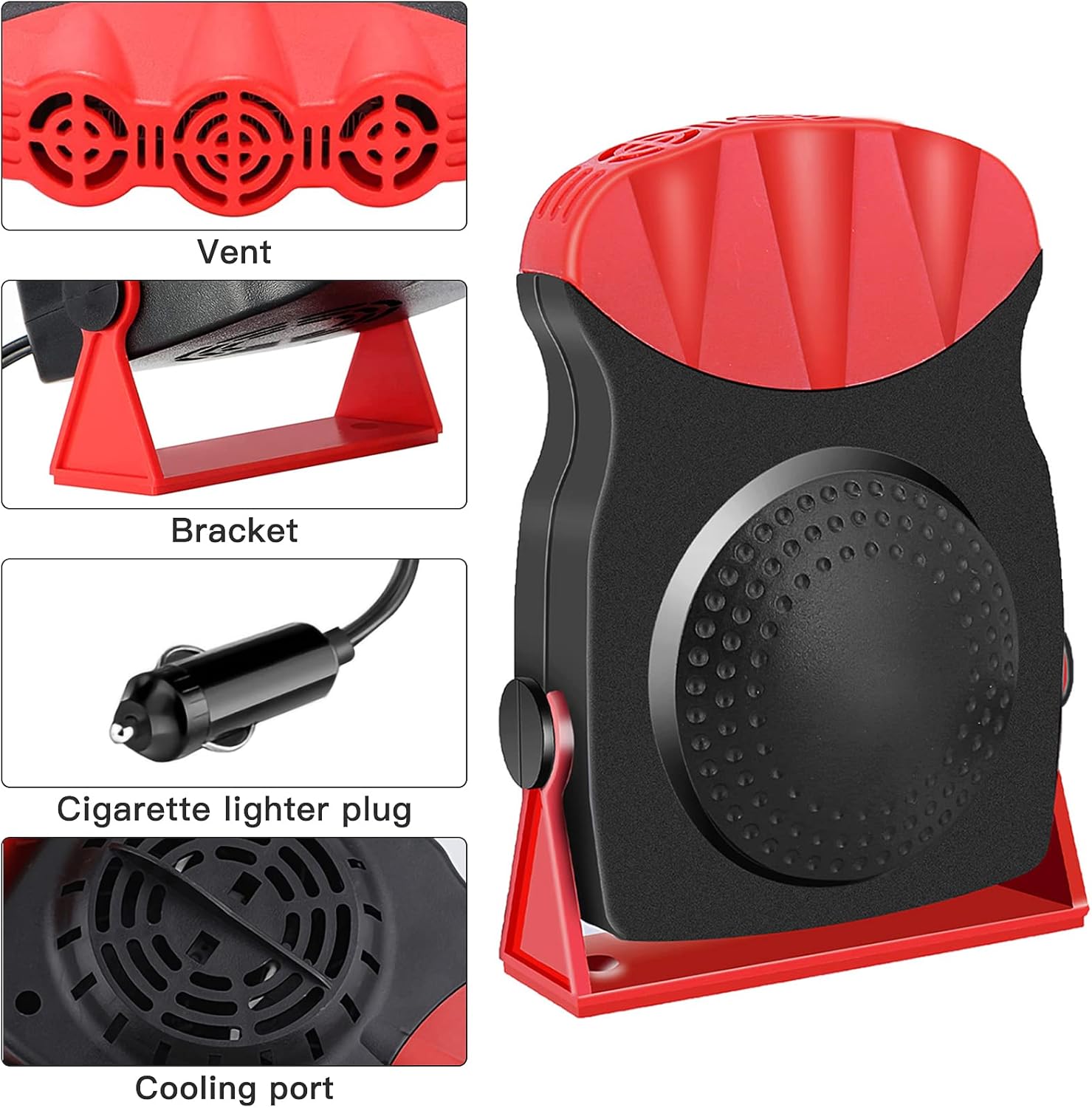 Car Heater, 12V 150W Car Heater 2 in 1 Heating Fan Defroster Demister Car Amplifier Cooling Fans Automotive Replacement Heater for Car SUV Truck Rv Trailer（Red） : Electronics