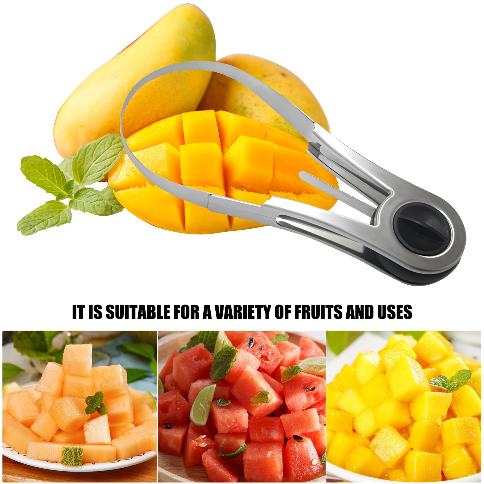 Gefu 13580 Mango Cutter, roestvrij staal, wit, één maat