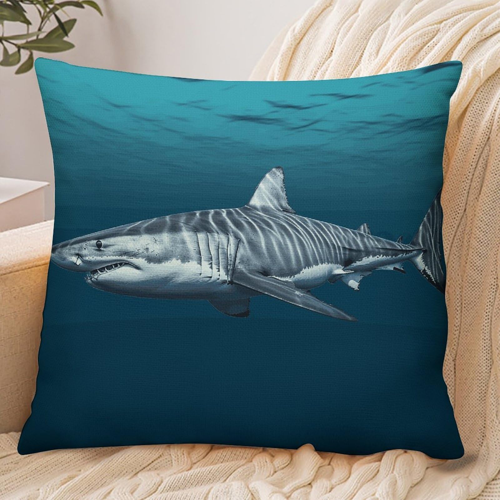 Fekiloot Style Great White Shark Pillowcase Pillow Sham Pillow Case