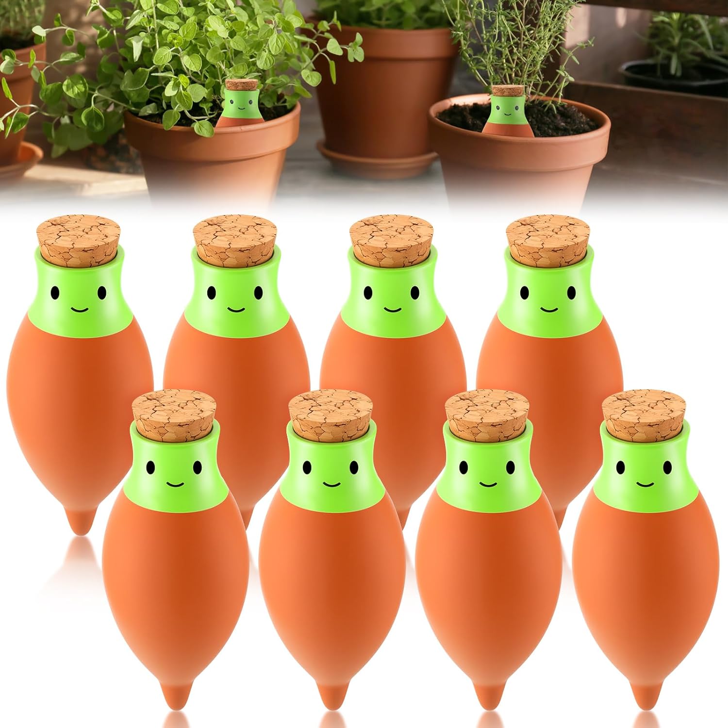 LemonRoad 8 Pcs Self Watering Terracotta Globes 11.5oz Large Ollas Plant Watering Globes Planter Insert Spike Pot Clay Planter Irrigation Device for Outdoor Indoor Easy to Refill Plant Lover Gift