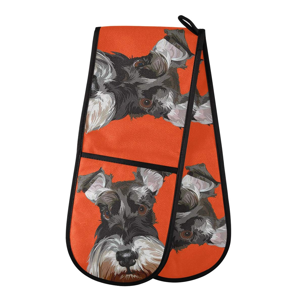 TropicalLife Double Oven Glove Mitts Art Painting Schnauzer Dog Heat Resistant Pot Holders for Home Kitchen Cooking Baking Outdoor BBQ