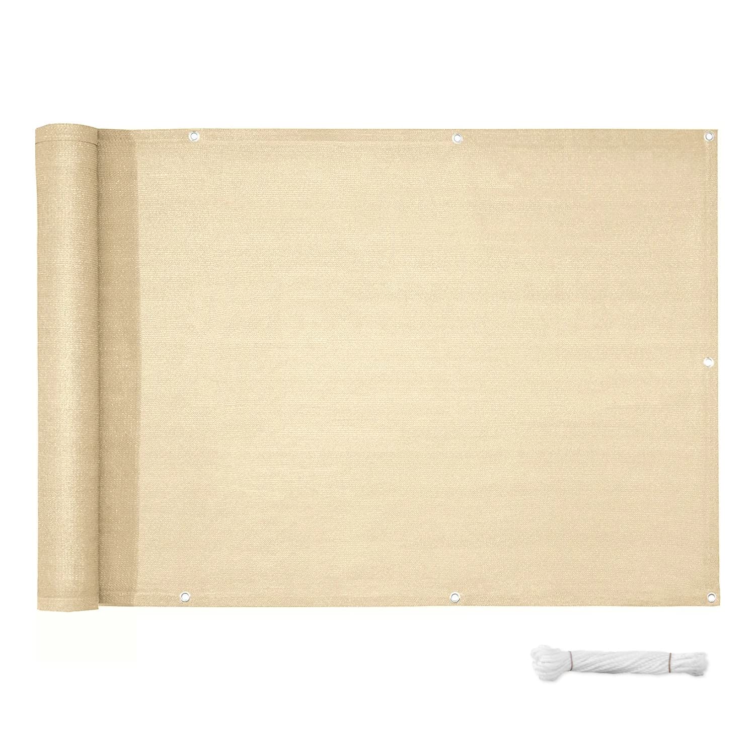 casa pura Balcony Privacy Screen - Wind Breaker | Garden Screen for UV, Sun & Wind Protection | PVC Outdoor Screen | Cream - 90x500cm