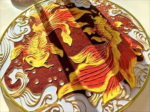 Miniatura 5 de TANZEQI Cloisonne - Kit de pintura esmaltada para pintura esmaltada china Cloisonné, arte de la carpa de la suerte, patrimonio cultural inmaterial,