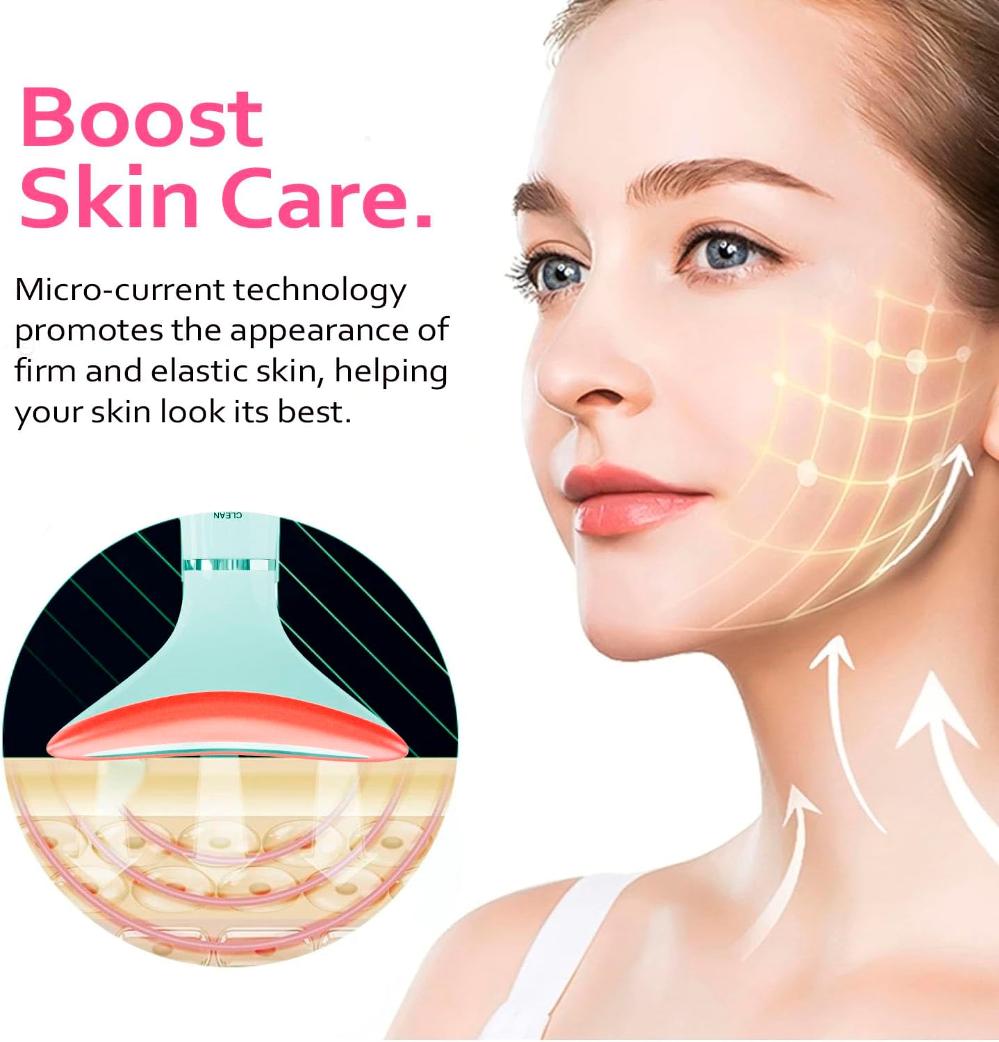 3-in-1 Portable Face and Neck Massager Tool with LED, Red Light Therapy, Vibration & Thermal Functions for Skin Care, Lifting & Firming, Galvanic Facial Machine. - Image 5