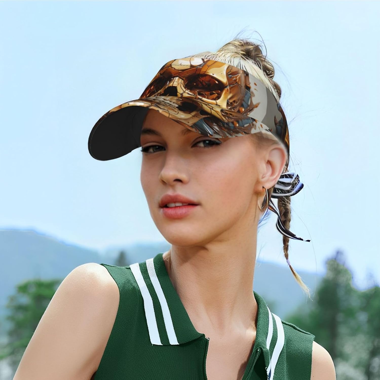 Some Skull Fragments Sports Sun Visor Hats Empty Top Baseball Cap Summer Tennis Golf Visor Caps for Women Men Black