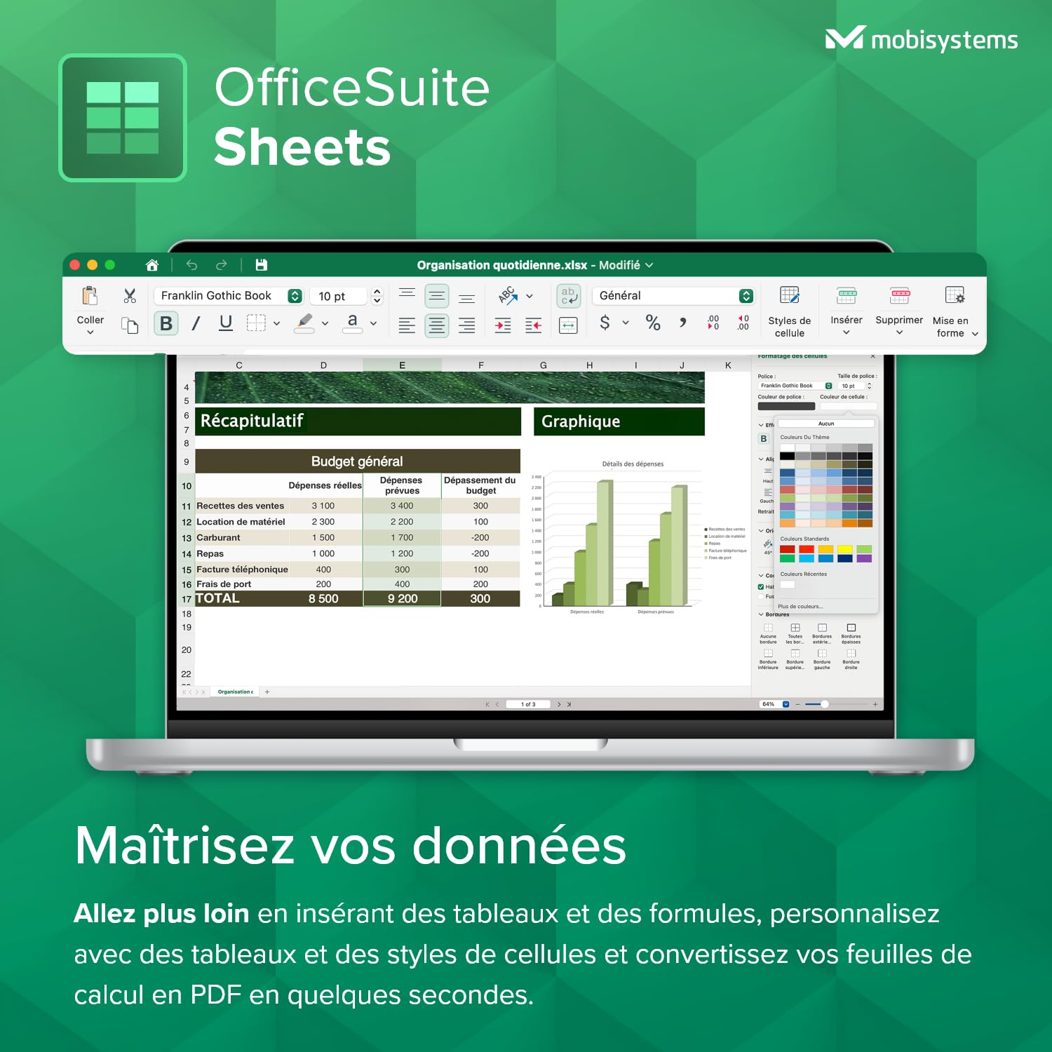 OfficeSuite Home & Business pour MAC - Licence à vie - Pack Office pour MacOS - 1 appareil - 1 Usager - Code d'activation Mac