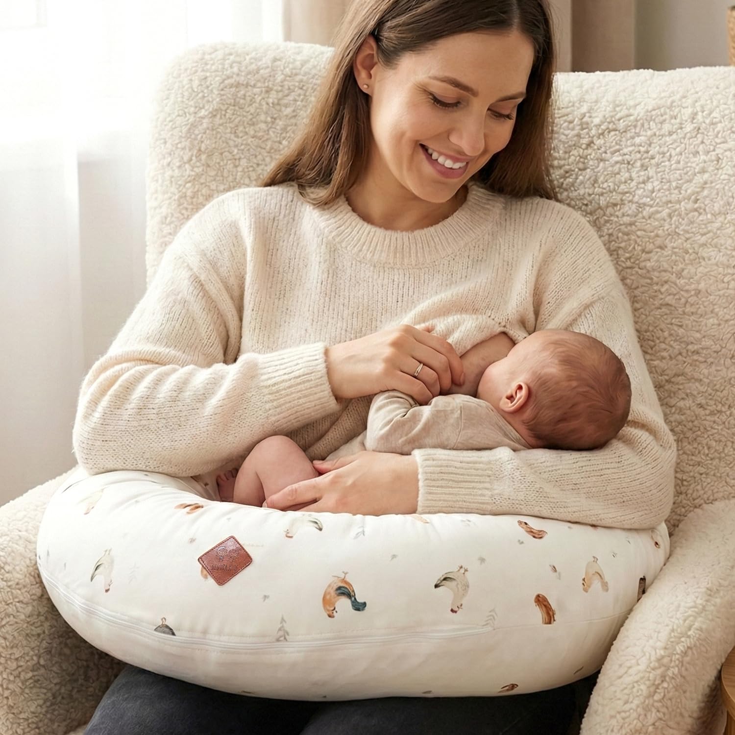 Sevira Kids - Cojín de maternidad y lactancia + Housse, Gallina Made in France