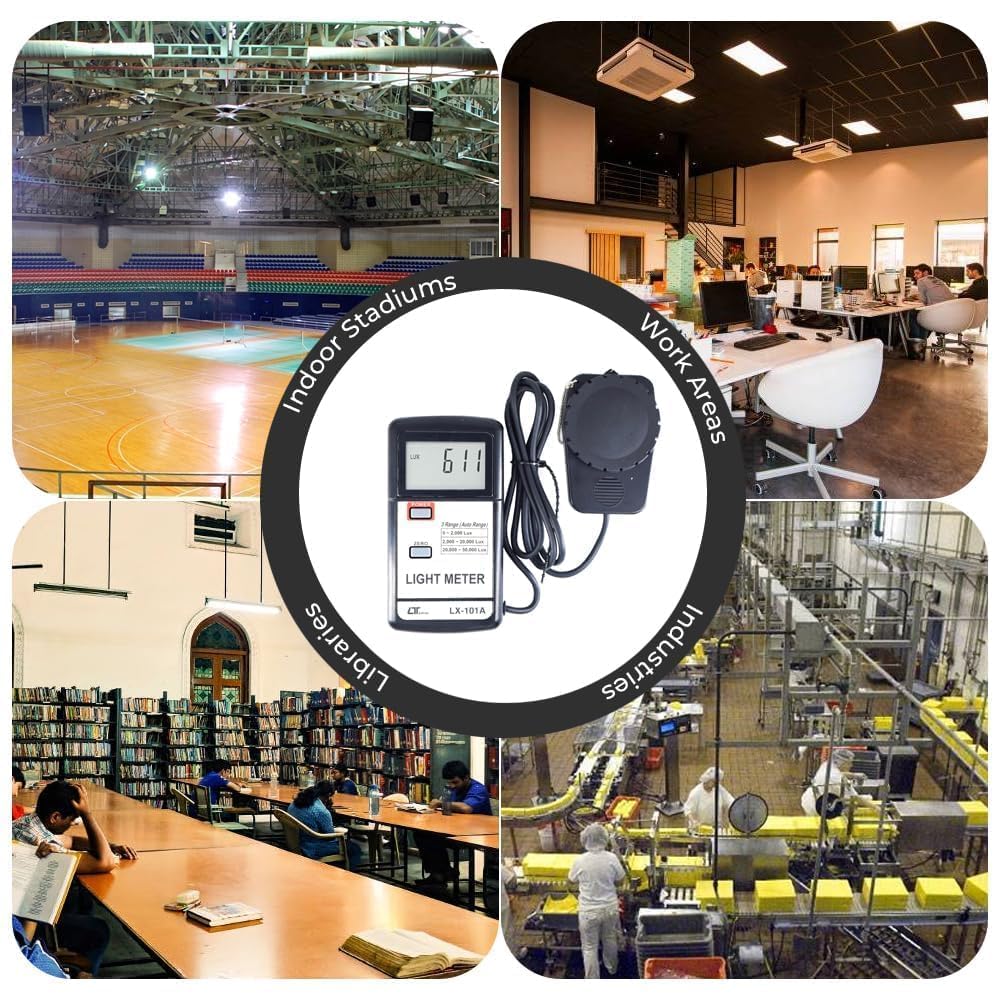 Luxmetro digitale (gamma: 50.000 Lux) per auditorium, teatri, stadi, anfiteatro, sale OT insieme al certificato di calibrazione di fabbrica Modello: Lutron LX-101A