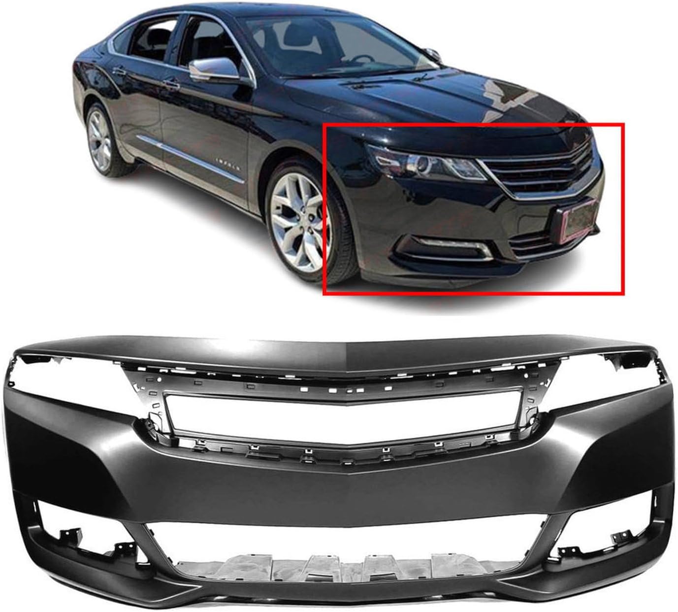 FitParts Compatible With Front Bumper Cover 2014-2018 Chevy Chevrolet Impala LT Premier LS LTZ Eco Sedan 14-18. New, Primed and Ready for Paint. GM1000959 22990034 2015 2016 2017