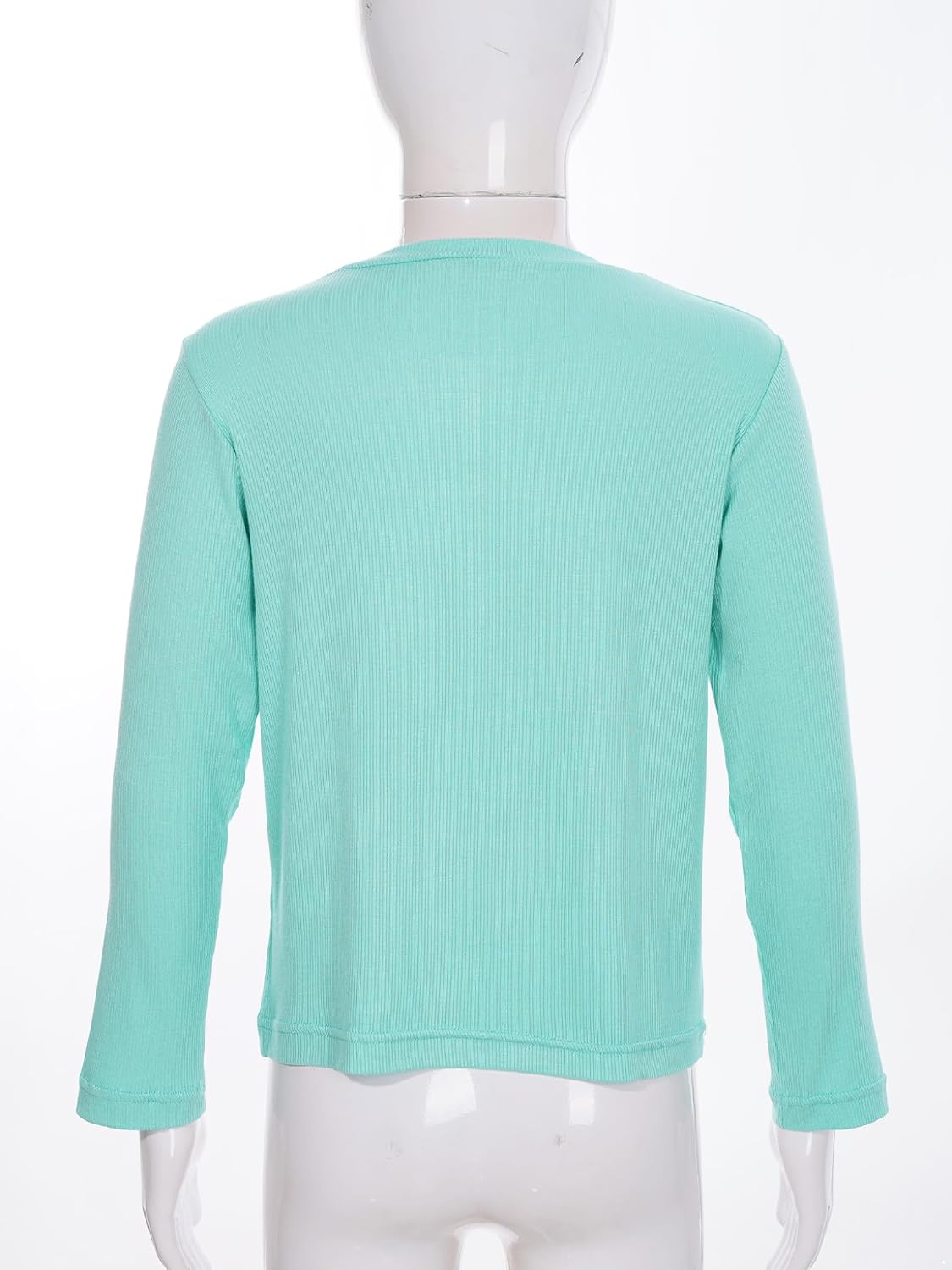 Mufeng Kids Girls Solid Color Warm Underwear Top Long Sleeves Round Neck Ribbed Thermal Tops Basic Casual Warm Tops