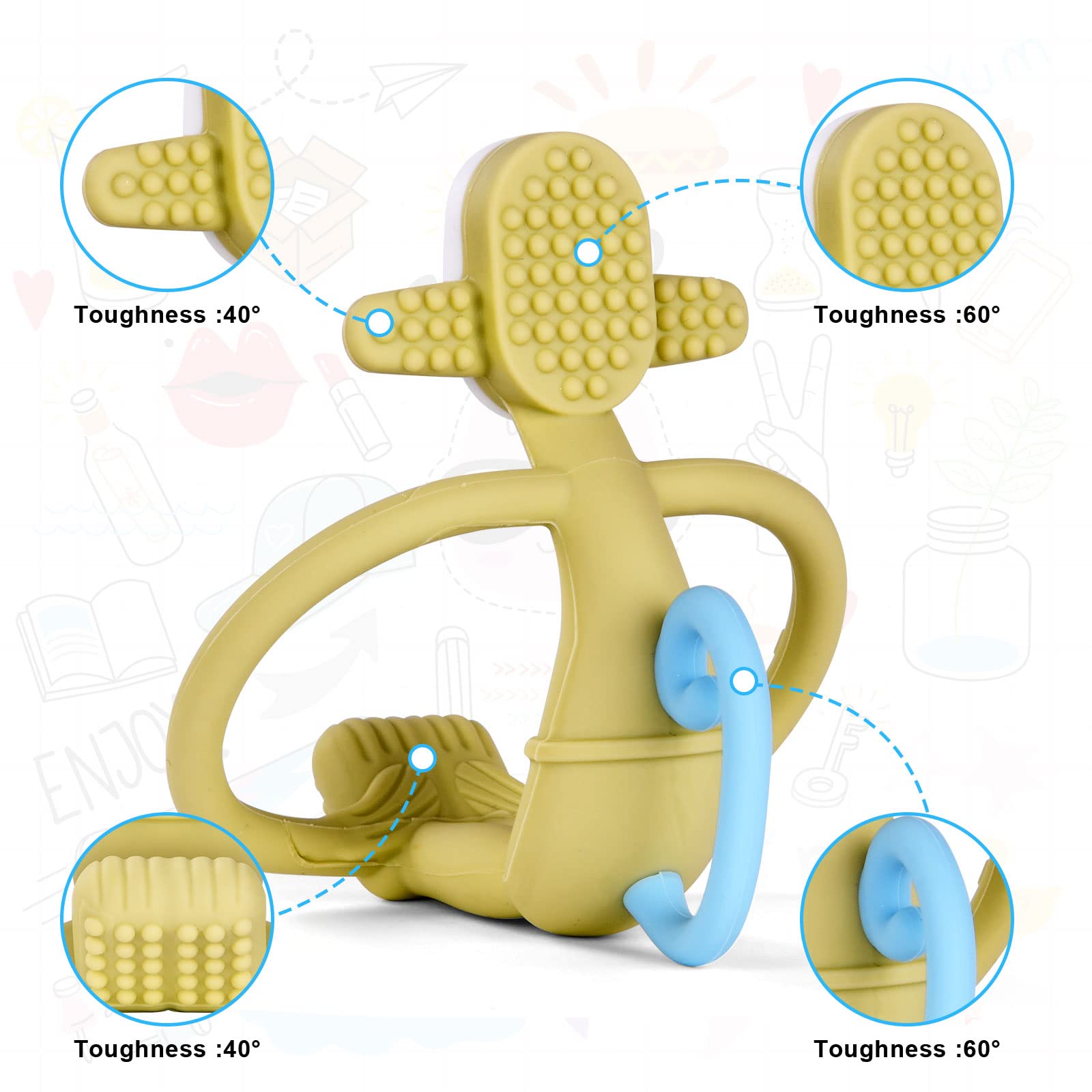 Vicloon Massaggia gengive per neonati, Massaggiagengive Neonati in Silicone Senza BPA, Dentizione Neonati Giocattolo, Adatto a Ragazzi e Ragazze, Stile Scimmia Verde