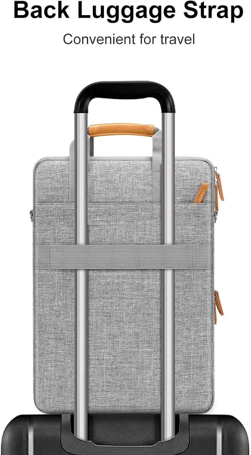 MOSISO 360 Protective Laptop Bag, 15.6 inch Vertical Computer Bag Compatible with MacBook Pro 16 inch, HP, Dell, Lenovo, Asus Notebook with Shoulder Strap & Front Raised & Vertical Pockets, Gray - Image 6