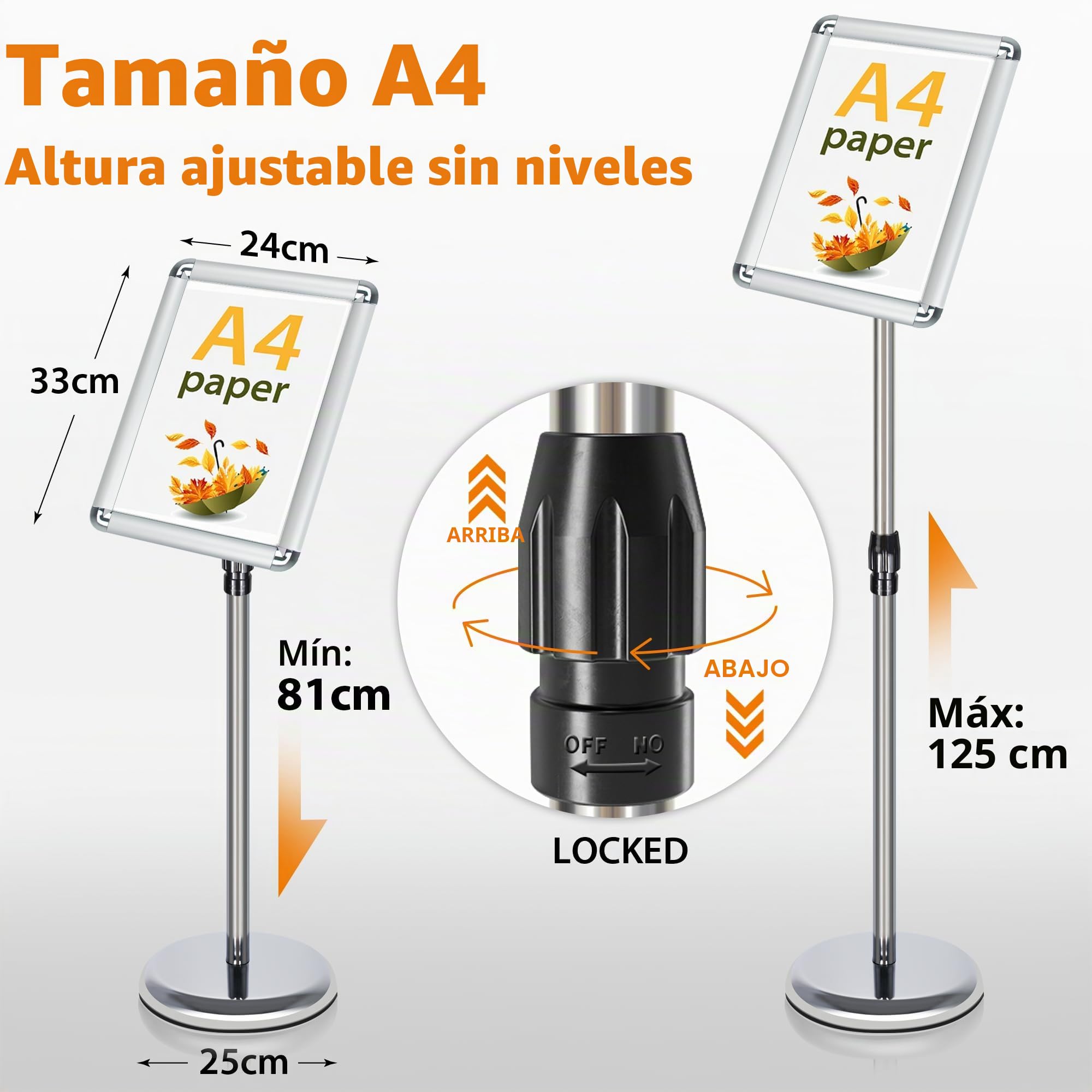 6 Unidades Soporte Ajustable para Carteles A3 Aluminio | 360° Giratorio Soporte Publicitario e Información con Esquinas Redondeadas | Expositor para Menú, Publicidad, Poster, Bodas, Plateado