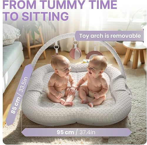 Miniatura 5 de Twins - Tapetes de juego para bebé para gimnasio de actividades en el suelo, cojín de apoyo 5 en 1, tapete de juego para bebé, tapete para tiempo